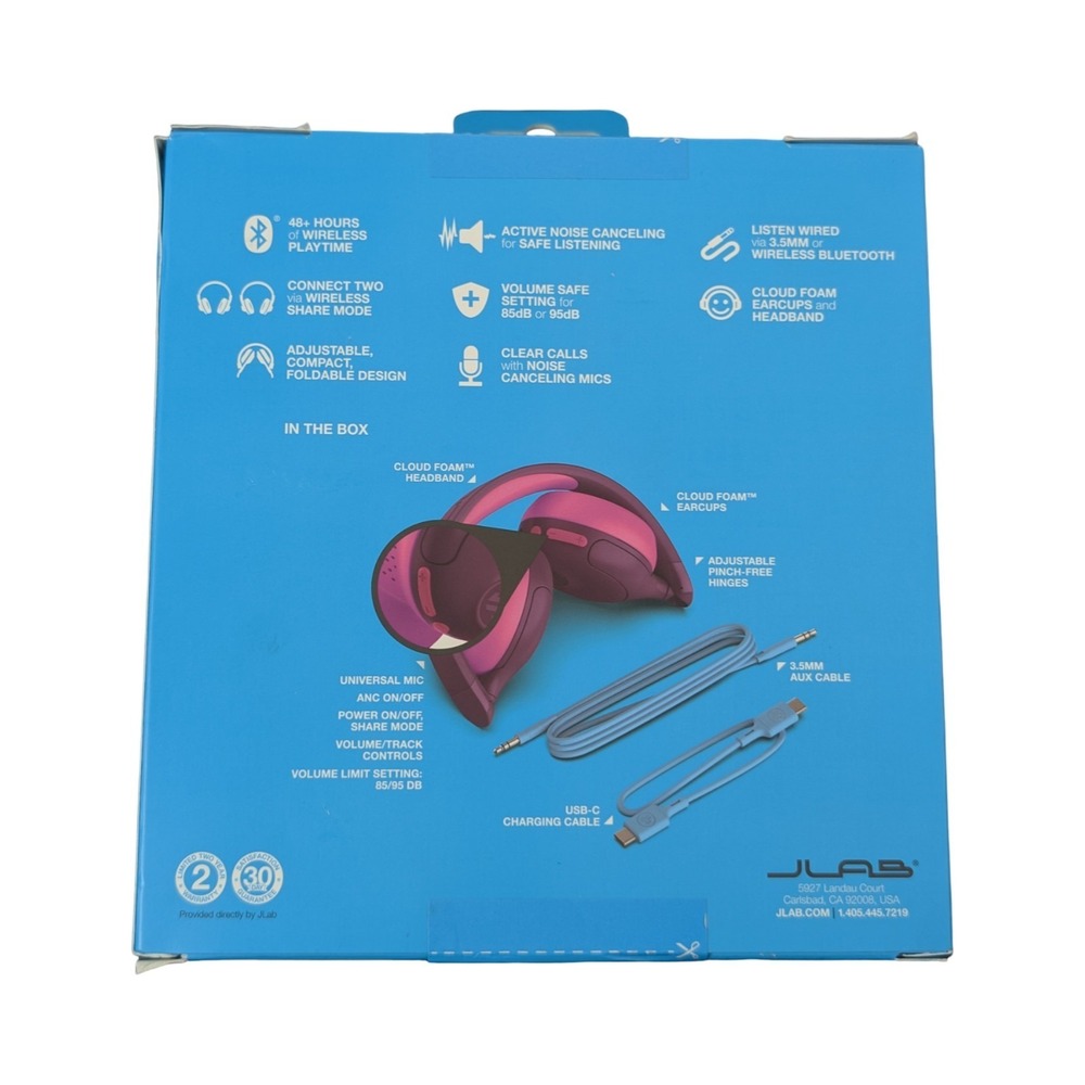 BbO JLab JBuddies Bluetooth Wireless ANC Kids' Headphones‎ - Purple/Pink - Picture 2 of 4